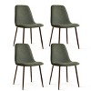 5 Pcs Dining Set for 4 Round Dining Table with Crossed Metal Legs and Oak Grain Upholstered Chairs for Kitchen and Dining Room - Tanpinhause - 4 of 4