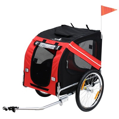 VisioGear Dog Bike Stroller, Pet Cart Bicycle with 3 Entrances, Wheels and Mesh Screen, Red & Black, 51.25"*28.75"*35.5"