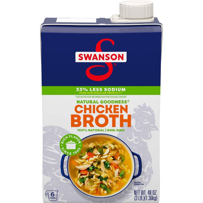 Swanson Natural Goodness Gluten Free 33% Less Sodium Chicken Broth - 48oz, 1 of 14