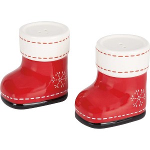 Primitives By Kathy 3.0 Inch Red Boots Salt And Pepper Shakers Winter Snowflakes Salt And Pepper Shakers - 1 of 3