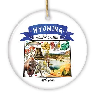 Artistic Wyoming State Themes and Landmarks Christmas Ornament| OrnamentallyYou - 1 of 4