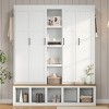 Farmhouse 4-in-1 Hall Tree with Hooks, Entryway Coat Rack and Shoe Storage Cabinet with Seating Bench for Hallway or Living Room-The Pop Home - 2 of 4