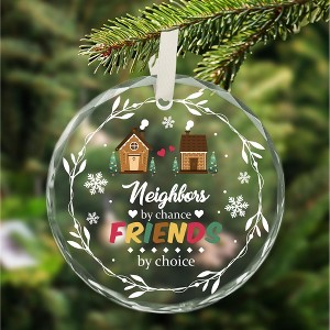 Christmas Neighbor Gifts 2025, Elegant Round Glass Christmas Ornaments, Unique Neighbor Ornament Gift - 1 of 4