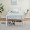 homfan Metal Twin Bed Frame with Headboard and Footboard for Girls and Boys, Twin Size Platform Bed Frame, No Box Spring Needed, White - 2 of 4