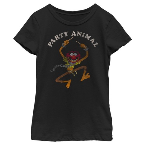 Girl's The Muppets Animal Party T-shirt - Black - X Large : Target