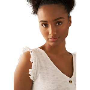 ellos Plus Size Button-Front Ruffle Sleeve Tank - 1 of 4