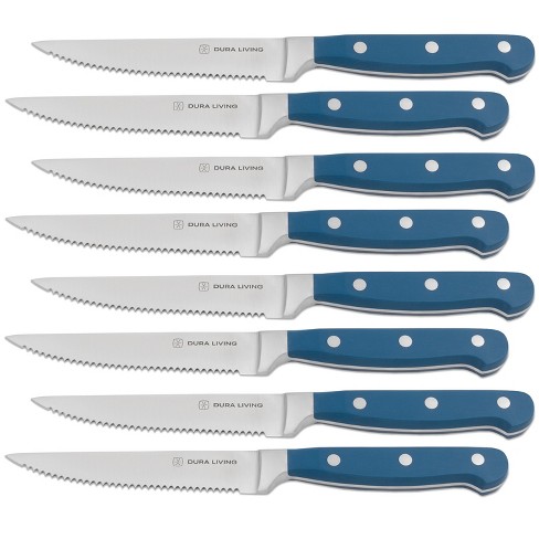 Dura Living Superior Series 8 Piece Stainless Steel Steak Knife Set, Royal  Blue : Target