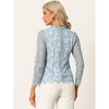 Allegra K Women's Lace Long Sleeve Keyhole Back Ruffle Neck Floral Blouse - 4 of 4