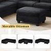 Whisen Corduroy Sectional Sofa with a Movable Ottoman and Side Storage Pockets - 3 of 4
