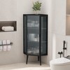 Sapphtopaz Floor Coner Cabinet with Storage Shelf,Bathroom Cabinet with Tempered Glass Door,Metal Freestanding Cabinet for Bathroom,Kitchen - 4 of 4
