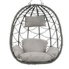 Okak Patio Swing Egg Chair with Stand,PE Wicker Hammock Swing Chair with Cushion,Outdoor Hanging Basket Chair for Porch,Garden,Backyard - 2 of 4