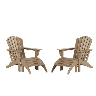 WestinTrends Dylan HDPE Outdoor Patio Adirondack Chairs with Ottomans (4-Piece Conversation Set)