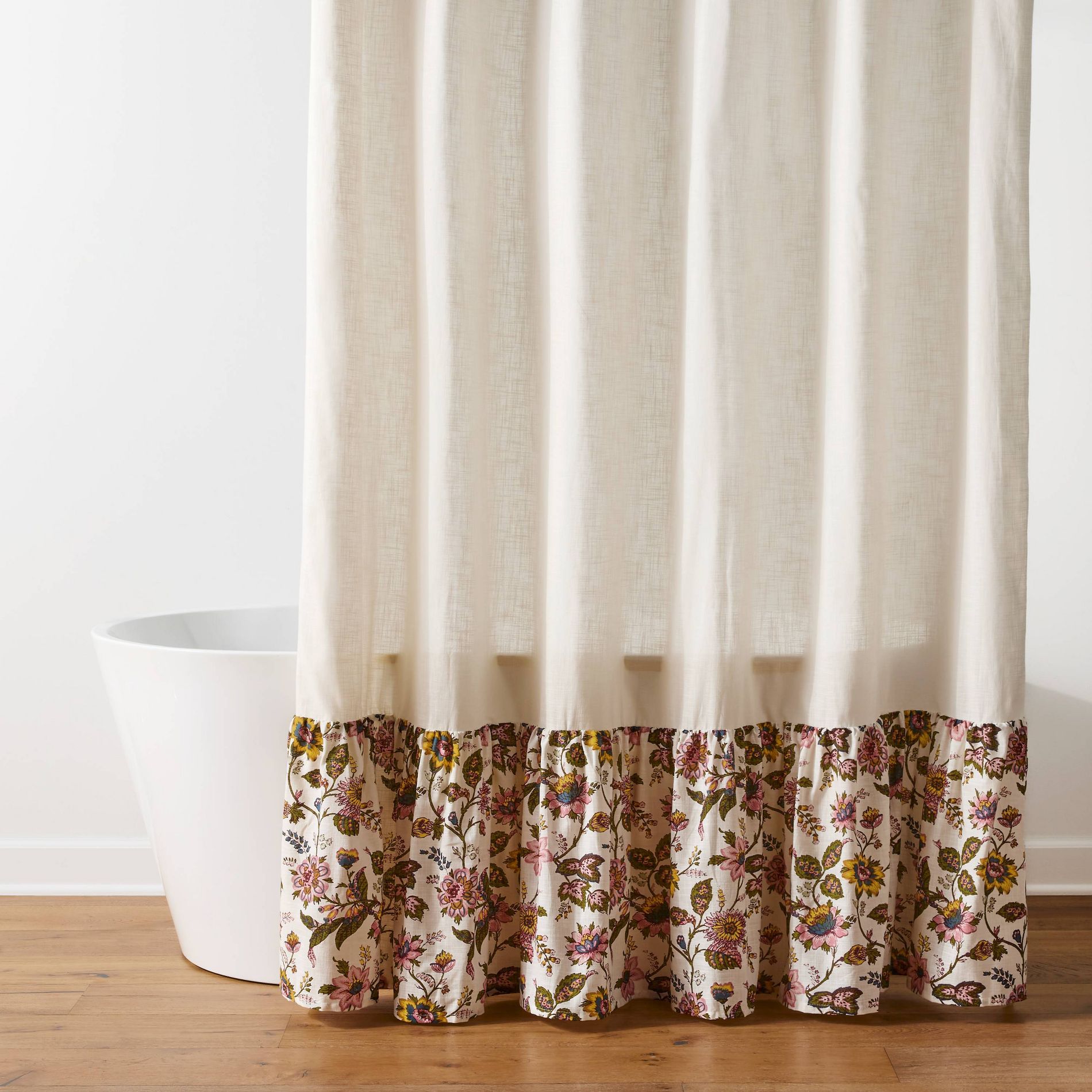 72"x72" Adelaide Floral Ruffles Cotton Slub Shower Curtain - Threshold™