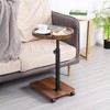 Mobile Side Table for Small Space, Adjustable Height Round Rolling End Table, Portable Standing Writing Desk with Wheels - 3 of 4