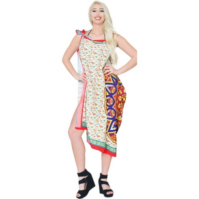 HAPPY BAY Women's Beachwear Sarong Bikini Skirt Swim Cover Up Swimwear Summer Wraps Swimsuit Beach Wrap Coverups for Women One Size White,Abstract
