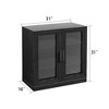 Wood Accent Cabinet in Black, Storage Organizer with Adjustable Shelves and Glass Doors for Kitchen Bedroom Living/Dinning Room - 4 of 4