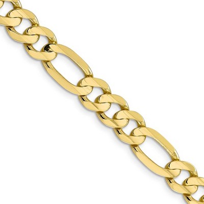 Black Bow Jewelry Men's 8.75mm, 10k Yellow Gold, Concave Figaro Chain Necklace