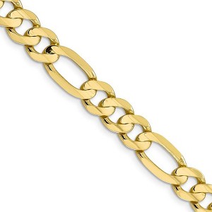 Black Bow Jewelry Men's 8.75mm, 10k Yellow Gold, Concave Figaro Chain Necklace - 1 of 4