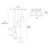 LNC Dolohovstrout 5-Lights 13.8" Modern Cluster Mini Chandelier, Polished Gold with Textured Glass Shades - 3 of 4