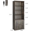 Farmhouse Bookcase with Doors, 71.4" Tall Wooden Bookshelf with 6 Shelves, 11.8" Deep Storage Display Cabinet - 2 of 4