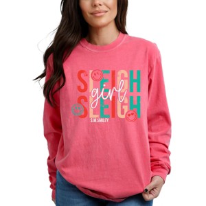 S.W.Smiley Sleigh Girl Sleigh - Womens Garment Dyed Long Sleeve - 1 of 3
