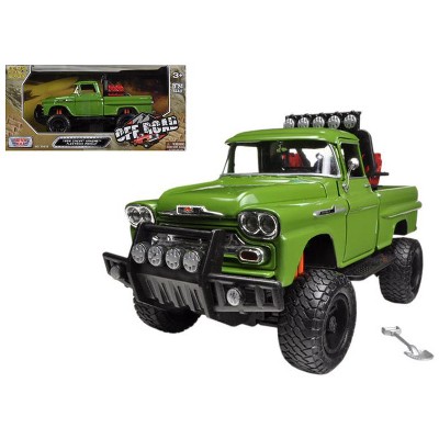 1958 Chevrolet Apache Fleetside Pickup Truck Off Road Green 1/24 Diecast Model by Motormax