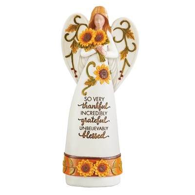 Collections Etc Hand-Painted Sentimental So Very Thankful Sunflower Angel Decoration
