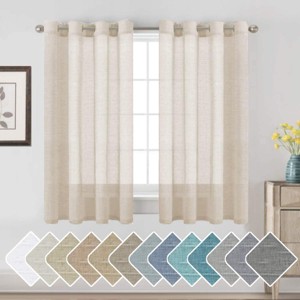 Natural Linen Blended Semi-Sheer Curtains Privacy Assured with Nickel Grommet for Living Room - 1 of 4
