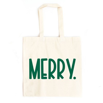 City Creek Prints Merry Bold Word Canvas Tote Bag - 15x16 - Natural