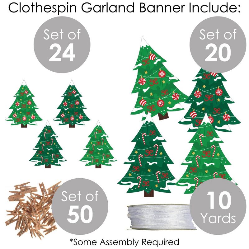 Big Dot of Happiness Snowy Christmas Trees - Classic Holiday Party DIY Decorations - Clothespin Garland Banner - 44 Pc, 4 of 7