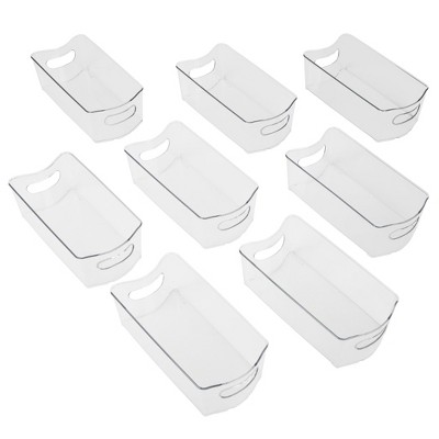 Smart Design Stackable Clear Refrigerator Storage Bin with Handle - 8 pack - 6 x 12 inch