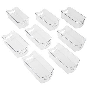 Smart Design Stackable Clear Refrigerator Storage Bin with Handle - 8 pack - 6 x 12 inch - 1 of 4