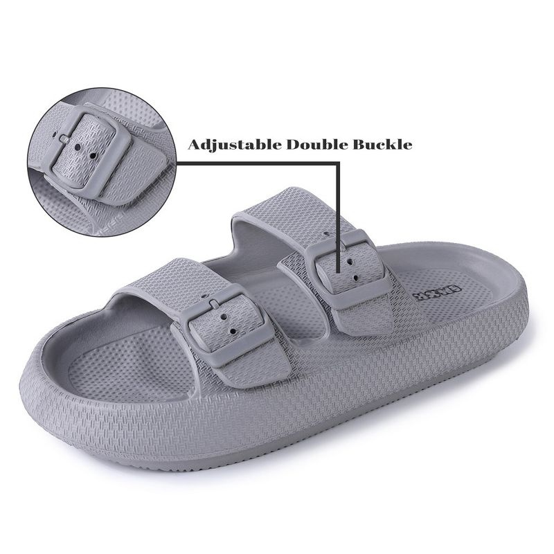 Cloud Slides Double Buckle Adjustable Summer Beach Pool Pillow Slippers Thick Sole Cushion EVA Sandals for Men, 5 of 10