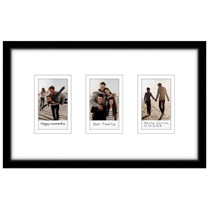 Americanflat 7x12 Picture Frame with 3 Openings for 2x3 Instant-Print Photos - Black Mini Picture Frames for Tabletop and Wall Display - 1 of 4