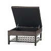PAGED 16 Inch Wooden Ottoman, Modern Side Table Footrest Ottoman, Square Rattan Vanity Chair for Living Room, Bedroom - 3 of 4