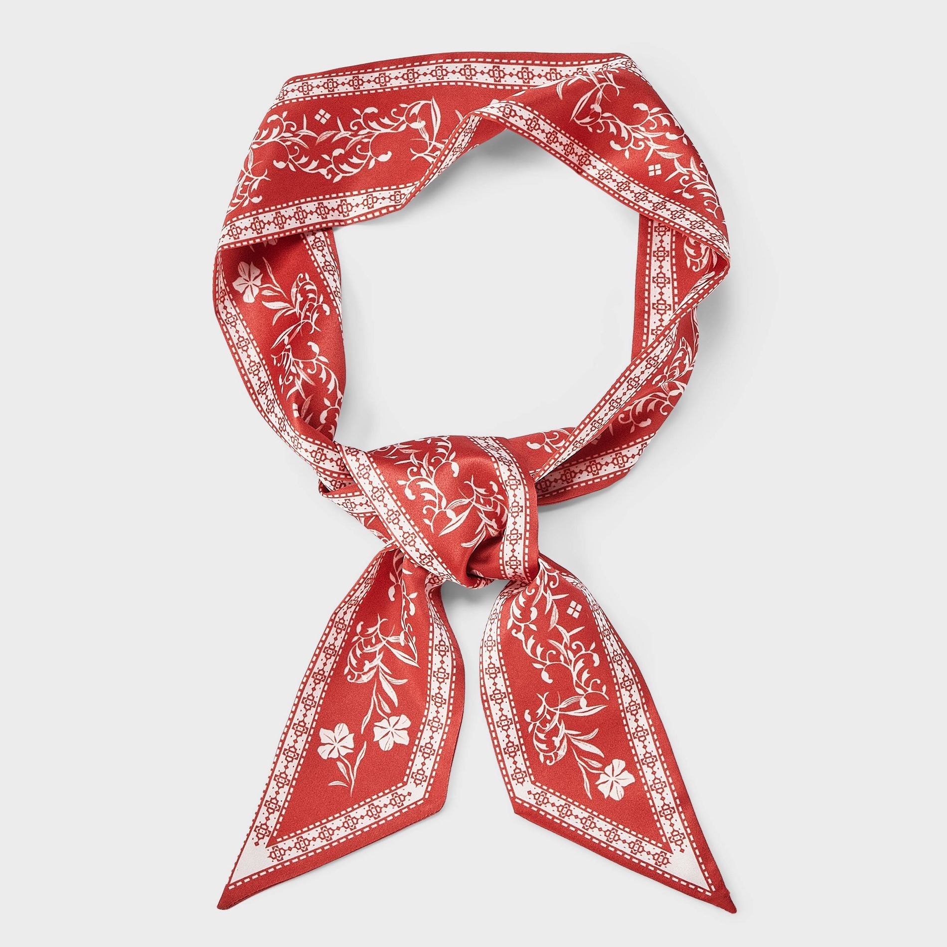 Floral Printed Skinny Scarf - A New Day™ Orange