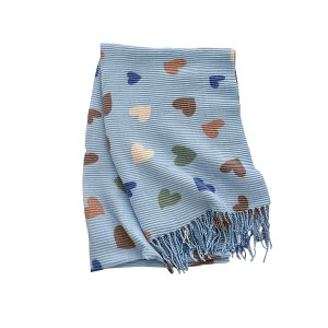 Anna-Kaci Women’s Heart Pattern Soft Knit Scarf with Delicate Fringe Edges and Lightweight Cozy Texture Designed - 1 of 3