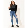INSPIRE CHIC Women's Casual Vintage Velvet Crew Neck Long Sleeve T-shirts - 4 of 4