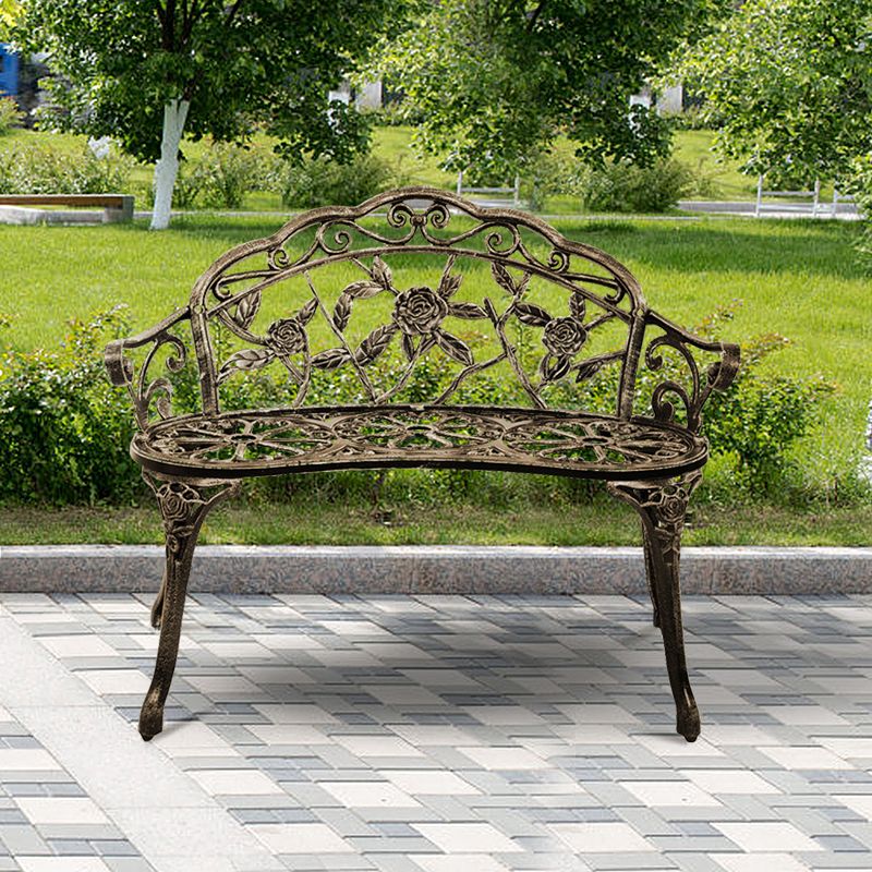 Tangkula Antique Aluminum Bench Patio Garden Chair Porch Cast for Outdoor Bronze, 2 of 7