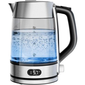 1.7L Glass Electric Kettle with Color-Changing LED, 7 Temperature Presets, Keep Warm Function, 1500W Fast Boil, Auto Shut-Off for Tea & Coffee - 1 of 4
