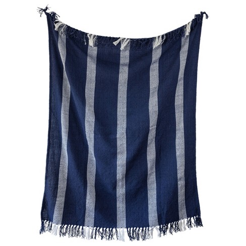 Navy and 2024 white striped blanket