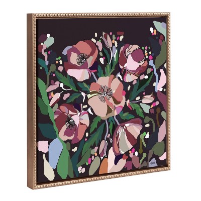 Sylvie Beaded Flowers Framed Canvas by Inkheart Designs Gold - Kate & Laurel All Things Decor