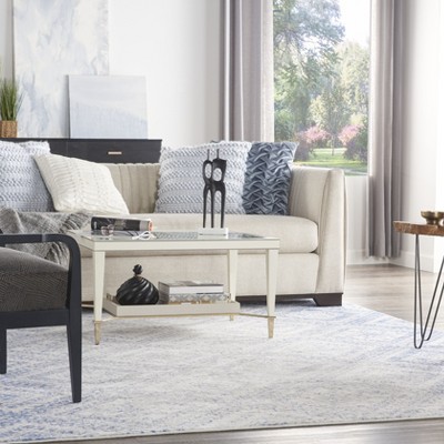 Ivory Geometric Synthetic Easy Care 6' x 9' Area Rug