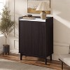 LuxenHome Modi Wenge Accent Cabinet with 2 Doors, Open Storage & Raised Sides, Faux Marble Top, Manufactured Wood Dark Brown - 4 of 4