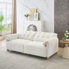TiramisuBest French retro cloud fabric double-seat creamy style straight-line sofa for the living room., Modular Sectional Sofa with Storage - 4 of 4