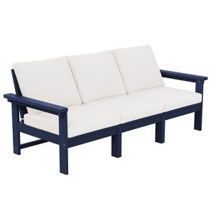 Hyleory 3-Seat Patio Accent Chair With Cushion,HDPE  Patio Sofa With Loose Cushion - 1 of 4