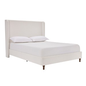 KIGFTSOD Elegant Simplicity Chenille Tall Headboard Upholstered Bed,Cream White - 1 of 4