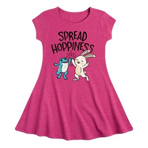 Girls' - Instant Message - Spread Hoppiness Fit & Flair Cap Sleeve Graphic Dress - 1 of 4