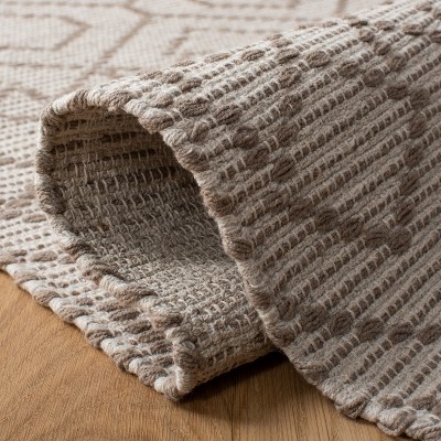 Handmade Brown and Beige Cotton Flat Woven Rug 5' x 8'