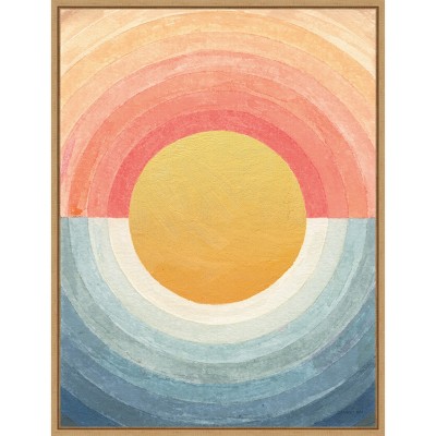Retro Vibes Abstract Sun Framed Canvas Wall Art 18 x 24 Inches